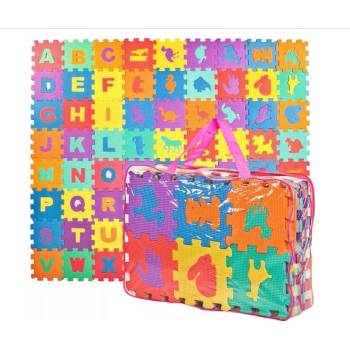 Danapo Pěnové puzzle zvířata číslice a písmena barevné koberec 72ks