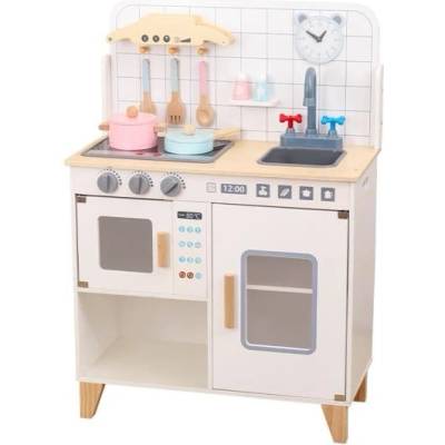 Детска дървена кухня с оборудване Montessori Baby Mix бяла