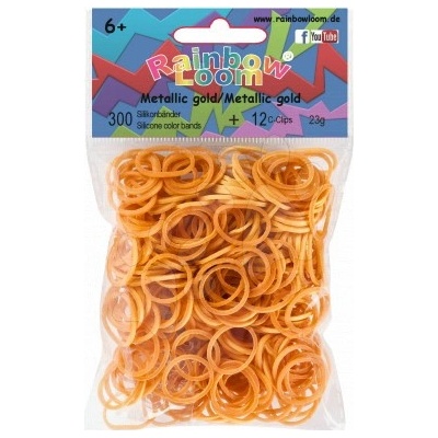 RAINBOW LOOM Original gumičky 300 kusov zlatá metalíza