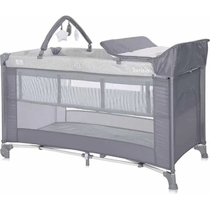 Lorelli Бебешка кошара на 2 нива Lorelli - Torino Plus, Grey striped elements (10080472213) - ozone