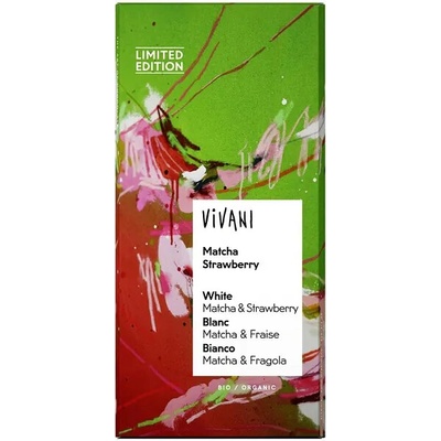 Vivani Matcha Strawberry bílá s matchou a jahodami BIO 80 g