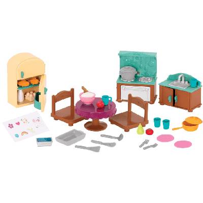 Игрален комплект Battat Li'l Woodzeez - Кухня с аксесоари (BT6474Z)