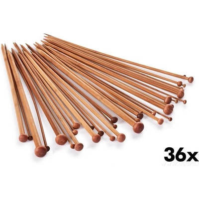 VEYRA Sada bambusových pletacích ihlíc 36 ks (18 párov), 2–10 mm
