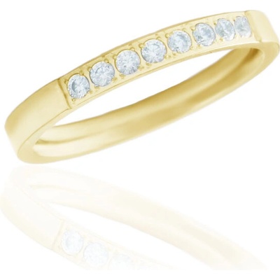 BM Jewellery Dámský prsten se zirkony z chirurgické oceli zlatý S113190060
