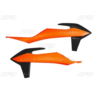 UFO kryty chladiče KTM SX/SXF(SX-F) 125/150/250/350/450 19-22, EXC 125 20-21, EXC/EXCF(EXC-F) 150/250/300/350/450/500 TPI 20-2023 barva OEM (oranžová/černá)