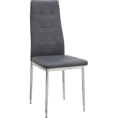 TopMebel трапезен стол Rosa PU Leather в сив цвят с хромиран метален крак 41x48x98см
