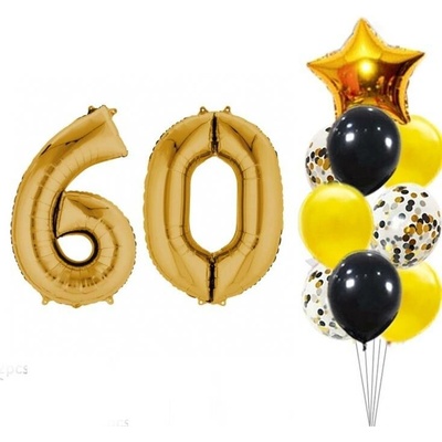 Balónkový set zlatočerný číslo 60