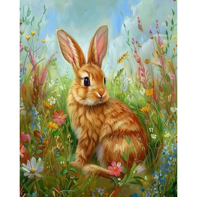 ZUTY Obrazy na stenu - KRÁLIK A JARNÉ KVETY Rámovanie: bez rámu a bez vypnutia plátna, Rozmer: 40x50 cm
