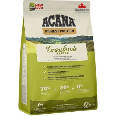 ACANA ACANA Highest protein Grasslands храна за кучета, гранули, 2kg