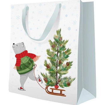 Vánoční taška střední Paw Skating Bear