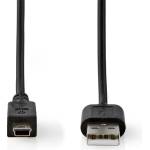 Nedis CCCGL60301BK20 USB mini 5p (mini USB) кабел, USB 2.0 USB-A щепсел USB mini 5p щепсел, 480 Mbps. 2 м (CCGL60301BK20)