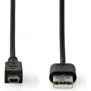 Nedis CCCGL60301BK20 USB mini 5p (mini USB) кабел, USB 2.0 USB-A щепсел USB mini 5p щепсел, 480 Mbps. 2 м (CCGL60301BK20)