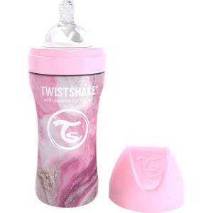 Twistshake Бебешко шише Twistshake - Мраморно розово, неръждаема стомана, 330 ml (78556) - ozone