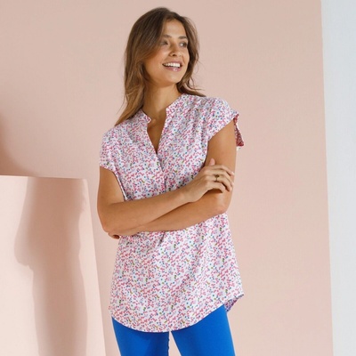 Blancheporte Tunika s ohrnutými rukávmi a potlačou biela