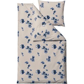 Södahl Спално бельо Flora 140 x 220 см, бежово-синьо, с калъфка за възглавница 60 x 63 см, цип (35351)
