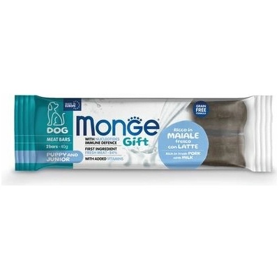 MONGE GIFT Meat bars Puppy and Junior /2ks mäsové tyčinky pre šteňatá s bravčovým mäsom a mliekom 40 g
