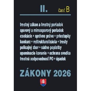 Zákony II B 2026 Trestné právo, súdne spory a exekúcie