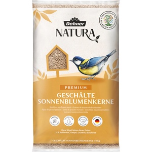 Dehner Natura Premium wild bird food, sunflower seeds shell-free, all-season food rich in protein / high in energy, high-quality bird food for wild birds, 10 kg - 5248349 (5248349)