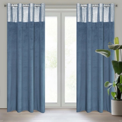 EUROFIRANY ZATEMŇOVACÍ ZÁVES NA KRÚŽKOCH PERI 140X250 CM NÁMORNÍCKA MODRÁ