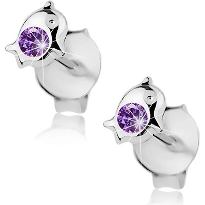 Šperky eshop lesklé stříbro delfínek krystal Swarovski tanzanitové barvy I37.22