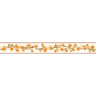 IMPOL TRADE D 58-031-2 Samolepící bordura třešňové květy žluté, rozměr 5 m x 5,8 cm