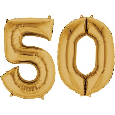 Fóliový balónek číslo 50 zlatý 86 cm