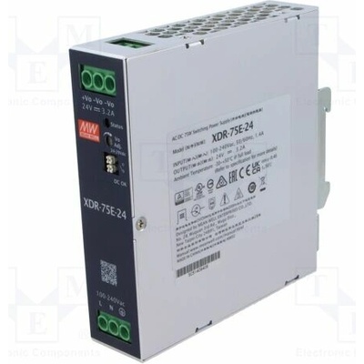 MEAN WELL XDR-75E-24 Napájecí zdroj: spínaný; na lištu DIN; 75W; 24VDC; 0÷3,2A; OUT: 1