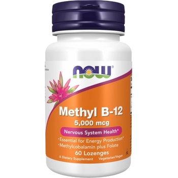 NOW Methyl B-12 5000 mcg | with Folic Acid Quatrefolic® [60 Подезични таблетки ]