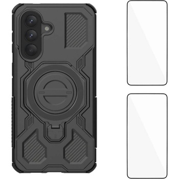 Samsung WANLONFENG KJ Калъф за Samsung Galaxy A57 5G - PC+TPU, Скрита стойка, 2 стъкла, Голям отвор, 5 цвята