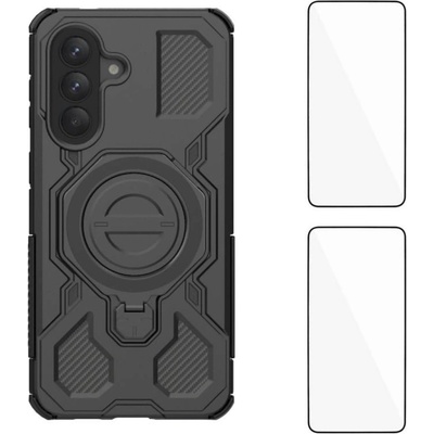 Samsung WANLONFENG KJ Калъф за Samsung Galaxy A57 5G - PC+TPU, Скрита стойка, 2 стъкла, Голям отвор, 5 цвята