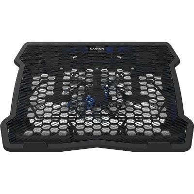 CANYON NS02, Cooling stand single fan with 2x2.0 USB hub, support up to 10-15.6 laptop, ABS plastic and iron, Fans dimension: 1