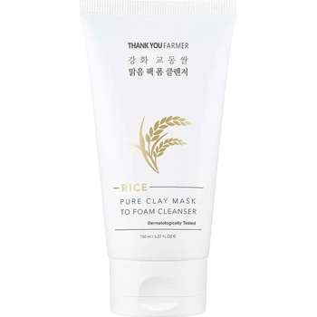 THANK YOU FARMER Rice Pure Clay Mask to Foam Cleanser Почистваща пяна унисекс 150ml