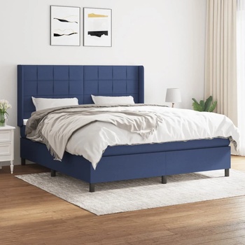 vidaXL Боксспринг легло с матрак, синьо, 160x200 см, плат (3131447)