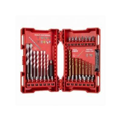 Set of universal and RED HEX drills for metal and bits 39pcs. Shockwave Impact Duty Milwaukee