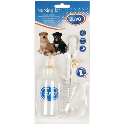 Duvo Plus Nursing Kit - Комплект кърмене за малки кученца и котки с шише, четка и биберон 115 мл
