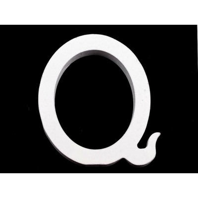 Prima-obchod dřevěná dekorace písmena abecedy 28 Q bílá sněžná