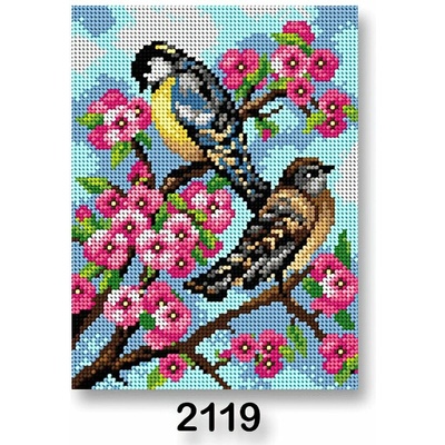 Stoklasa Vyšívací předloha obrázek na vyšívání 70246 2119 ptáci 1 růžovo-modrá 18x24cm