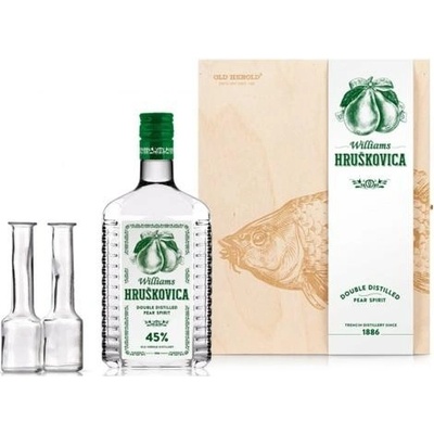 Hruškovica Williams Kazeta Ryba 45% 0,7 l (darčekové balenie 2 poháre)