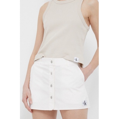 Calvin Klein Jeans sukňa mini rovný strih biela