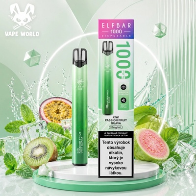 ElfBar 1000 Kiwi Passion Fruit Guava 20 mg 1000 poťahov