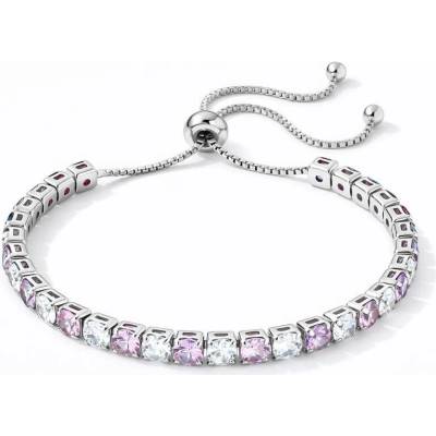Sisi Jewelry Tennis náramek s růžovými a čirými zirkony Cianoti NR2327-KSB00001 Růžová 26 cm