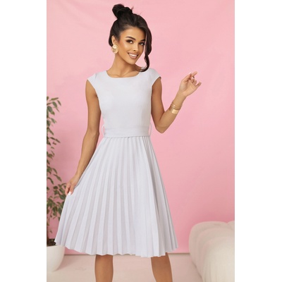 Numoco LILA Плисирана рокля с къс ръкав и колан - сиво numoco | Siv | ЖЕНИ | S