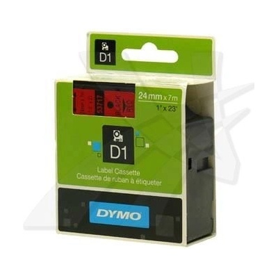 DYMO D1 53717, S0720970, 24mm x 7m черен печат / червен фон, оригинална лента (53717)