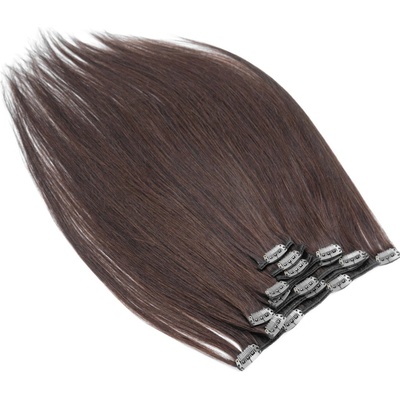 Clip in vlasy k prodlužování 60cm 120g 100% lidské REMY tmavě hnědá