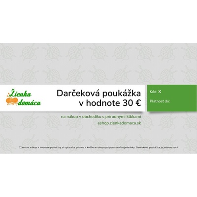 Darčeková poukážka 30 € Forma doručenia: elektronická e-mailom