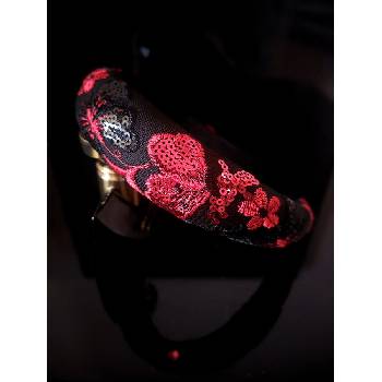 Radi handmade Обемна диадема черна с червени паети (744)