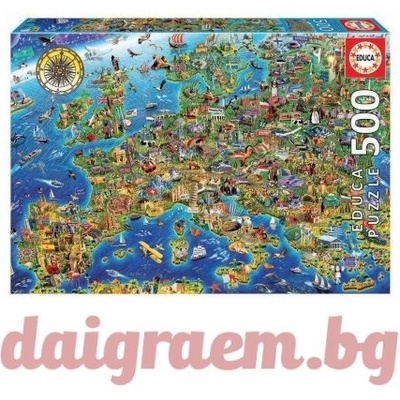 Educa Пъзел educa 17962 - 500 части - Карта на Европа (edu17962)