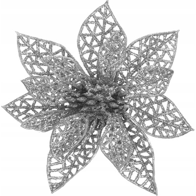 SPRINGOS Vianočná hviezda s klipom 14x13 cm strieborná