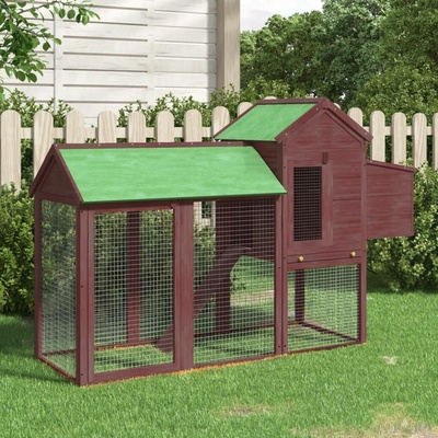 vidaXL Kurník s výběhem moka 193 × 65 × 117 cm masivní borové dřevo 9799.172234