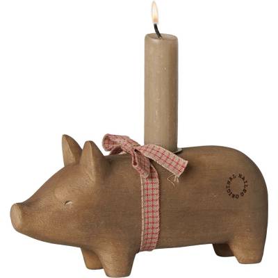 Dřevěný svícen prasátko Pig Nature Medium Maileg